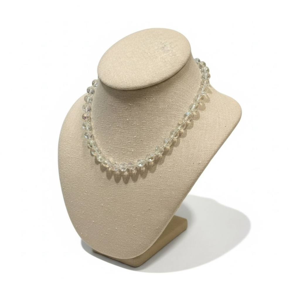 Vintage Coro Necklace Clear Iridescent Beaded